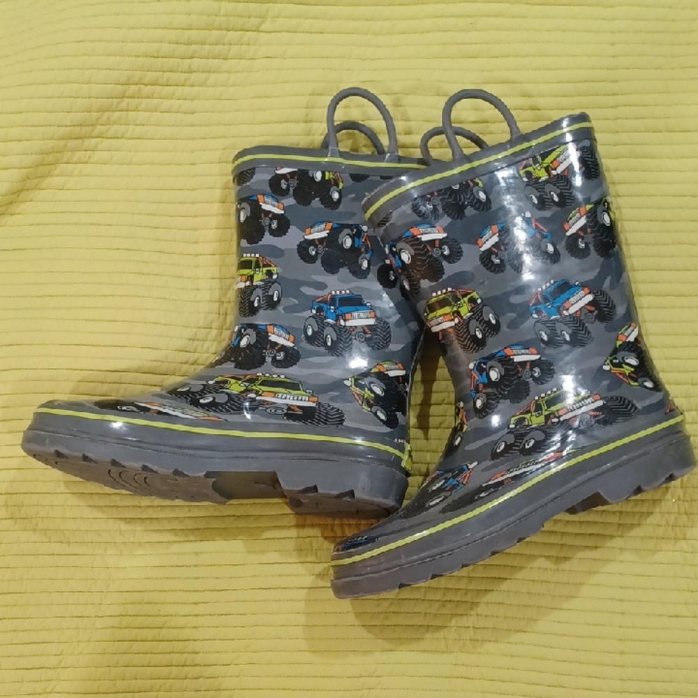 Western Chief Gray Monster Truck Kids Rain Boots